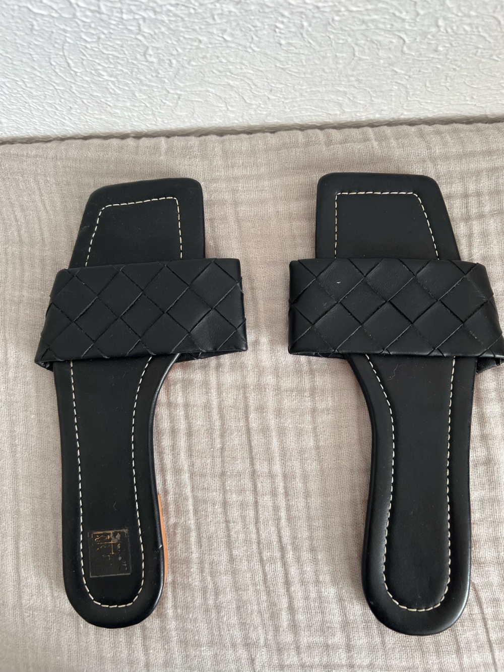 Black Flat Sandal with Woven Strap